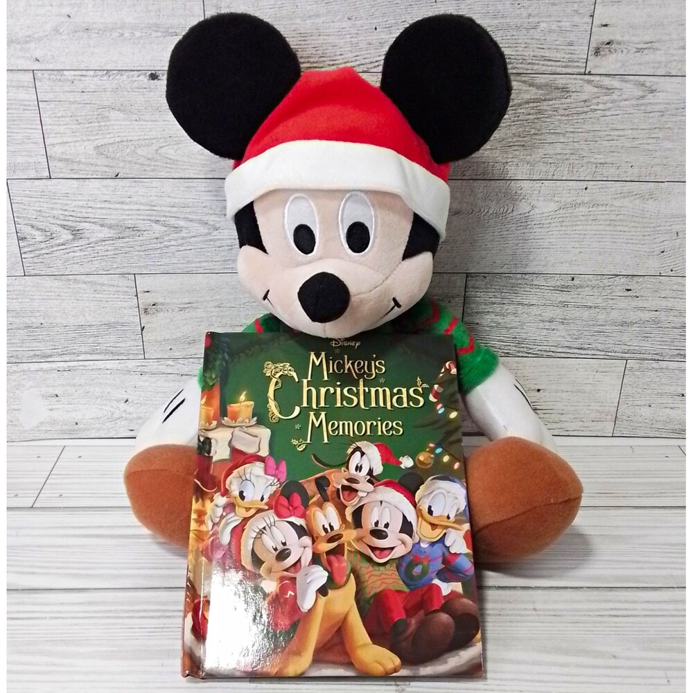 Disney Mickey Mouse Christmas Plush & Mickey's Christmas Memories Book NEW